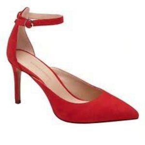 Banana Republic Ankle-Strap Pump, True Red Suede SIZE 7.5